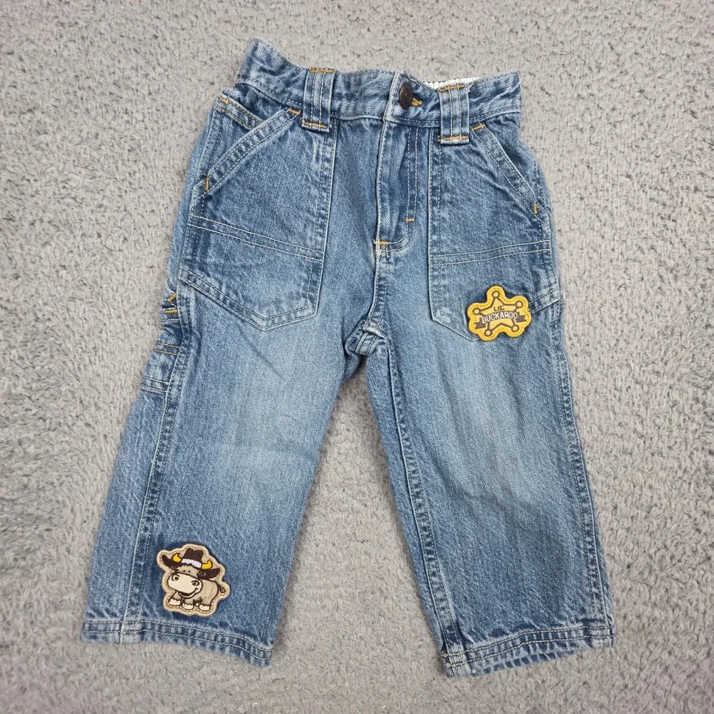 OshKosh B'gosh BTG Carpenter Jeans Toddler 18M Blue Western Cowboy Lil Buckaroo